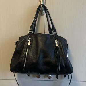 Aimee Kestenberg Zip Me Up Leather Satchel Bag Black